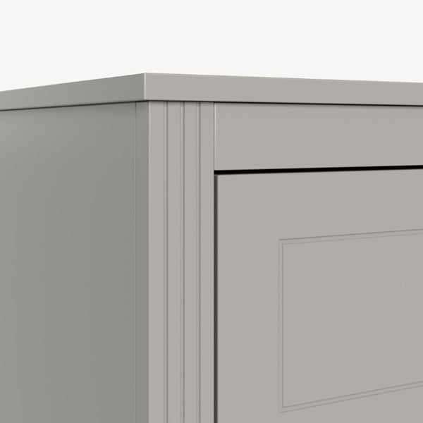 English Elm 6-Drawer Mid-Century Dresser with Solid Wood Legs Gray Finish and Metal Handles W1445S00008