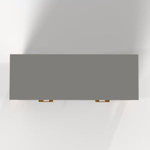 English Elm 6-Drawer Mid-Century Dresser with Solid Wood Legs Gray Finish and Metal Handles W1445S00008
