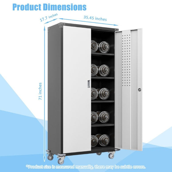 English Elm Garage Steel Cabinet on Wheels with Locking Doors and Four Adjustable Interior Shelves W1505S00003