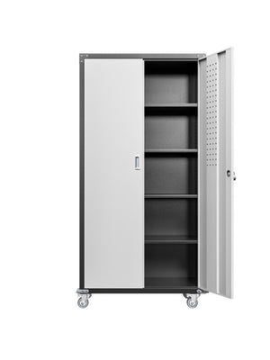 English Elm Garage Steel Cabinet on Wheels with Locking Doors and Four Adjustable Interior Shelves W1505S00003