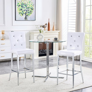 English Elm A Set of 2 Glam Faux Alligator Pvc Barstools with Crystal Buckle Accents for Home Bar W1512P491630