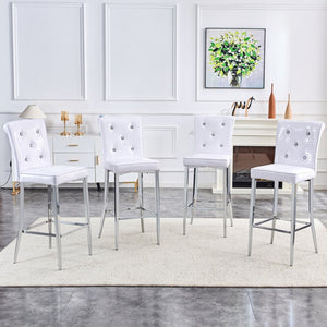 English Elm A Set of 2 Glam Faux Alligator Pvc Barstools with Crystal Buckle Accents for Home Bar W1512P491630