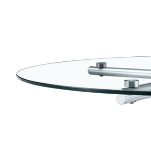 English Elm Round Tempered Glass Bar Table with Chrome Base for Kitchen and Small Space Dining W1512P501544