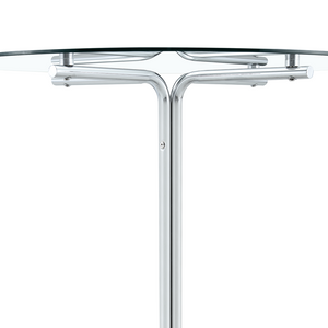 English Elm Round Tempered Glass Bar Table with Chrome Base for Kitchen and Small Space Dining W1512P501544