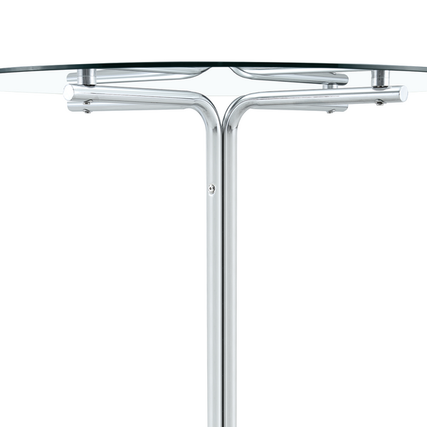 English Elm Round Tempered Glass Bar Table with Chrome Base for Kitchen and Small Space Dining W1512P501544