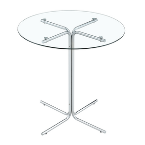 English Elm Round Tempered Glass Bar Table with Chrome Base for Kitchen and Small Space Dining W1512P501544