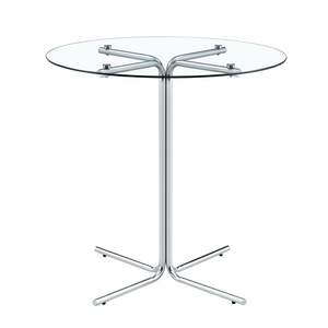 English Elm Round Tempered Glass Bar Table with Chrome Base for Kitchen and Small Space Dining W1512P501544
