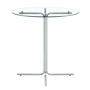 English Elm Round Tempered Glass Bar Table with Chrome Base for Kitchen and Small Space Dining W1512P501544