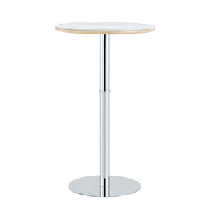 English Elm Rock Panel Round Pub Table with Silver Steel Base for Kitchen or Bistro Dining W1512P501618