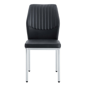 English Elm 4-Piece Black PU Leather Dining Chair Set with Ergonomic Back and Silver Metal Legs W1512P502265