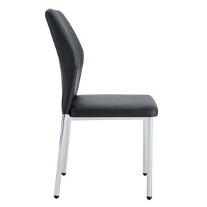 English Elm 4-Piece Black PU Leather Dining Chair Set with Ergonomic Back and Silver Metal Legs W1512P502265