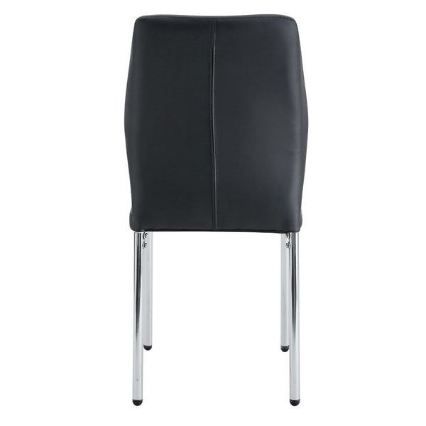 English Elm 4-Piece Black PU Leather Dining Chair Set with Ergonomic Back and Silver Metal Legs W1512P502265
