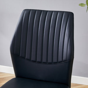 English Elm 4-Piece Black PU Leather Dining Chair Set with Ergonomic Back and Silver Metal Legs W1512P502265
