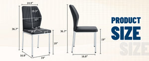 English Elm 4-Piece Black PU Leather Dining Chair Set with Ergonomic Back and Silver Metal Legs W1512P502265