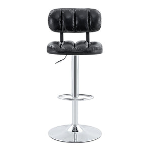 English Elm Set of 2 Swivel Barstools with Chrome Base Adjustable Height Pu Leather Kitchen Seating Black/Silver W1512P502309