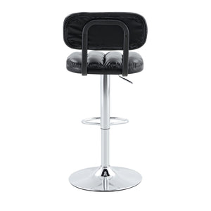English Elm Set of 2 Swivel Barstools with Chrome Base Adjustable Height Pu Leather Kitchen Seating Black/Silver W1512P502309