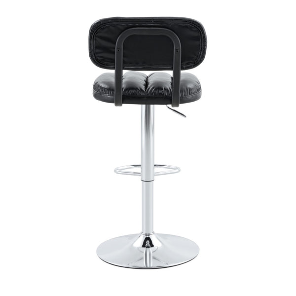 English Elm Set of 2 Swivel Barstools with Chrome Base Adjustable Height Pu Leather Kitchen Seating Black/Silver W1512P502309
