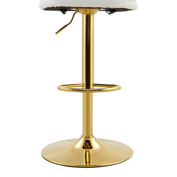 English Elm Set of 2 Swivel Barstools with Chrome Base Adjustable Height Pu Leather Kitchen Seating White/Gold W1512P502323