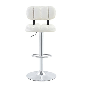 English Elm Set of 2 Swivel Barstools with Chrome Base Adjustable Height Pu Leather Kitchen Seating White/Silver W1512P502334