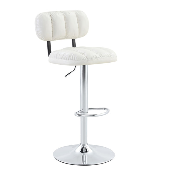 English Elm Set of 2 Swivel Barstools with Chrome Base Adjustable Height Pu Leather Kitchen Seating White/Silver W1512P502334
