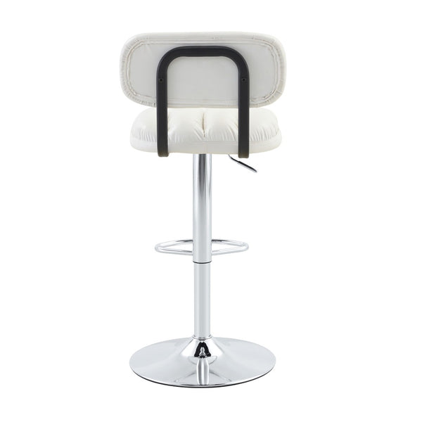 English Elm Set of 2 Swivel Barstools with Chrome Base Adjustable Height Pu Leather Kitchen Seating White/Silver W1512P502334