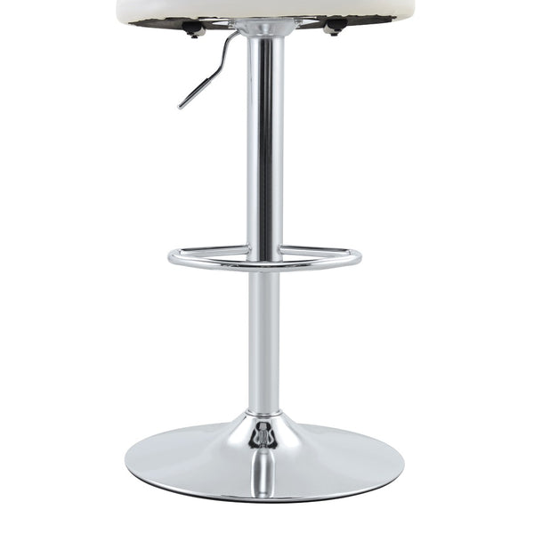 English Elm Set of 2 Swivel Barstools with Chrome Base Adjustable Height Pu Leather Kitchen Seating White/Silver W1512P502334