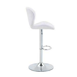 English Elm Set of 2 Tufted Pu Leather Bar Stools with Adjustable Gas Lift and Chrome Base White W1512P502687