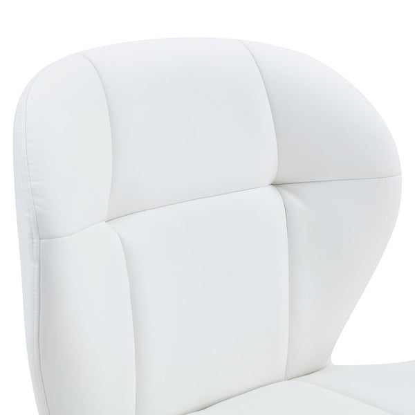 English Elm Set of 2 Tufted Pu Leather Bar Stools with Adjustable Gas Lift and Chrome Base White W1512P502687