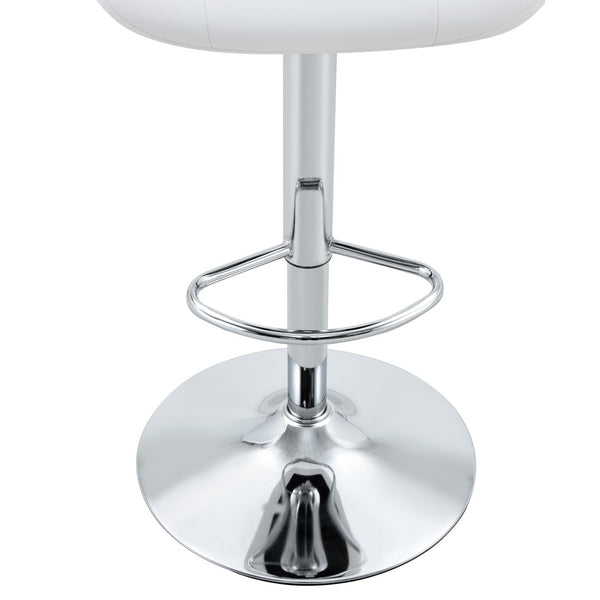 English Elm Set of 2 Tufted Pu Leather Bar Stools with Adjustable Gas Lift and Chrome Base White W1512P502687