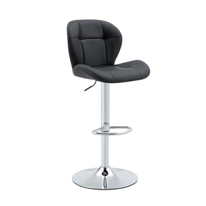 English Elm Set of 2 Tufted Pu Leather Bar Stools with Adjustable Gas Lift and Chrome Base Black W1512P502688
