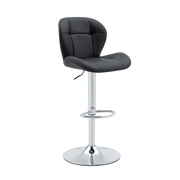 English Elm Set of 2 Tufted Pu Leather Bar Stools with Adjustable Gas Lift and Chrome Base Black W1512P502688