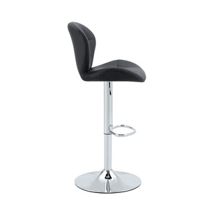 English Elm Set of 2 Tufted Pu Leather Bar Stools with Adjustable Gas Lift and Chrome Base Black W1512P502688