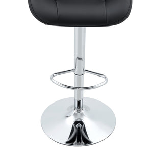 English Elm Set of 2 Tufted Pu Leather Bar Stools with Adjustable Gas Lift and Chrome Base Black W1512P502688