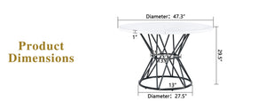 English Elm A Round Marble Patterned Dining Table with Matte Hourglass Base Seats Six People White+Black W1512P502740