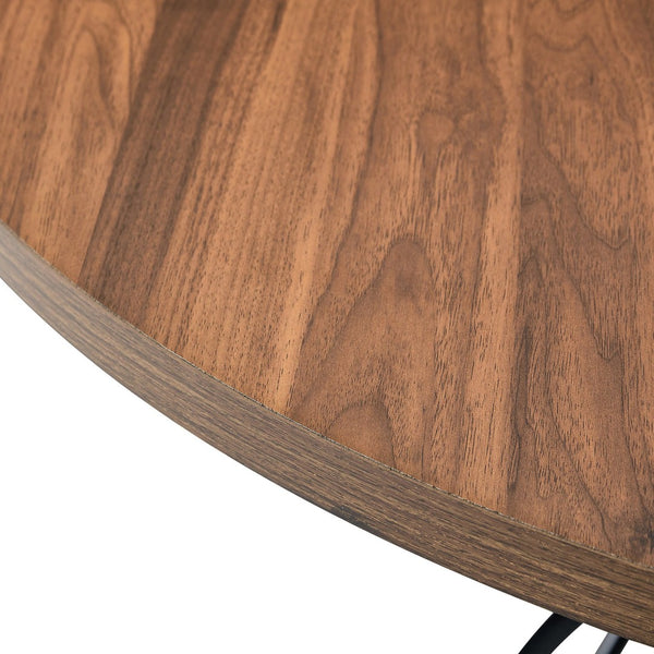 English Elm A Round Marble Patterned Dining Table with Matte Hourglass Base Seats Six People Black+Walnut W1512P502743