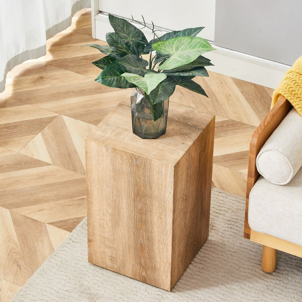 English Elm Elevate Any Room with a Compact Mdf Side Table Featuring Natural Wood Grain Finish W1512P502977