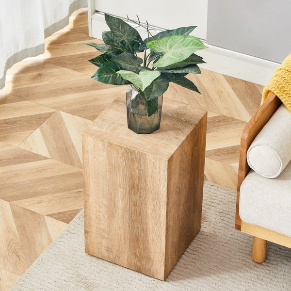 English Elm Elevate Any Room with a Compact Mdf Side Table Featuring Natural Wood Grain Finish W1512P502977