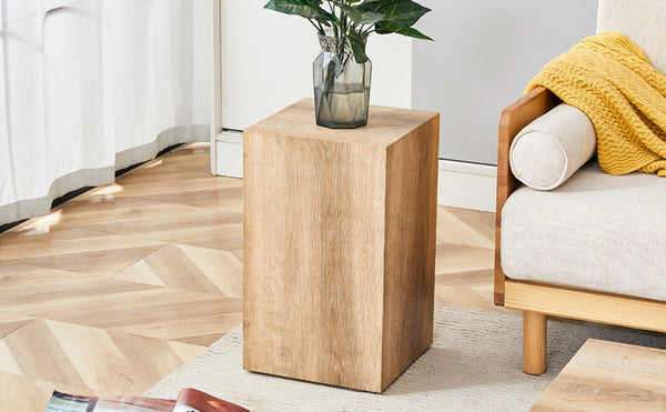 English Elm Elevate Any Room with a Compact Mdf Side Table Featuring Natural Wood Grain Finish W1512P502977