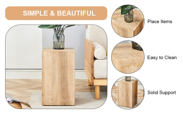 English Elm Elevate Any Room with a Compact Mdf Side Table Featuring Natural Wood Grain Finish W1512P502977