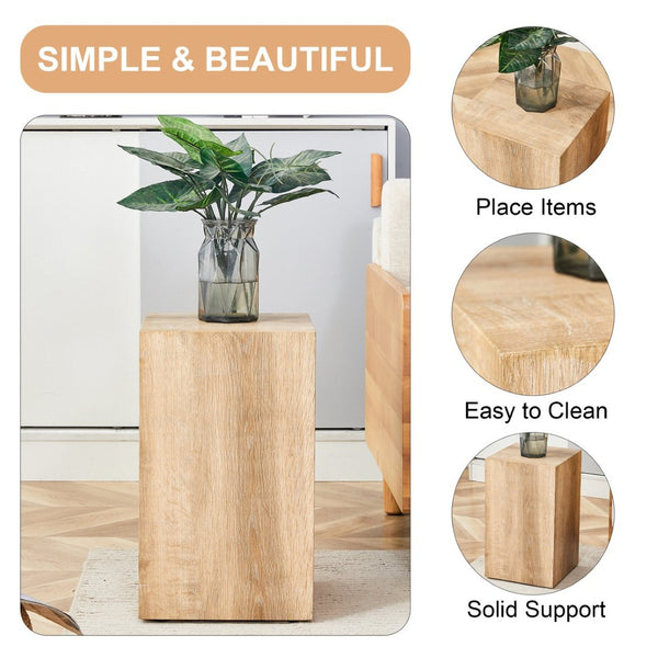 English Elm Elevate Any Room with a Compact Mdf Side Table Featuring Natural Wood Grain Finish W1512P502977