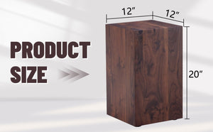 English Elm 12x12x20 Walnut Grain Mdf Accent Table Slim Sculptural Side Stand for Modern Living W1512P502999