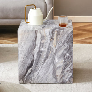 English Elm Elevate Any Room with a Gray Textured Mdf Cube Coffee Table for Modern Living W1512P503017