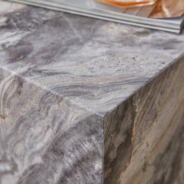 English Elm Elevate Any Room with a Gray Textured Mdf Cube Coffee Table for Modern Living W1512P503017