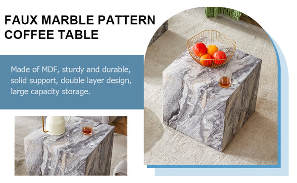 English Elm Elevate Any Room with a Gray Textured Mdf Cube Coffee Table for Modern Living W1512P503017