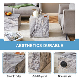 English Elm Elevate Any Room with a Gray Textured Mdf Cube Coffee Table for Modern Living W1512P503017