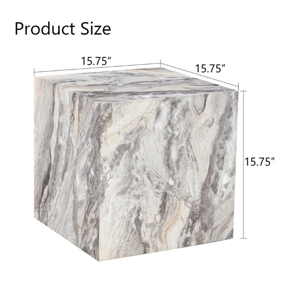 English Elm Elevate Any Room with a Gray Textured Mdf Cube Coffee Table for Modern Living W1512P503017