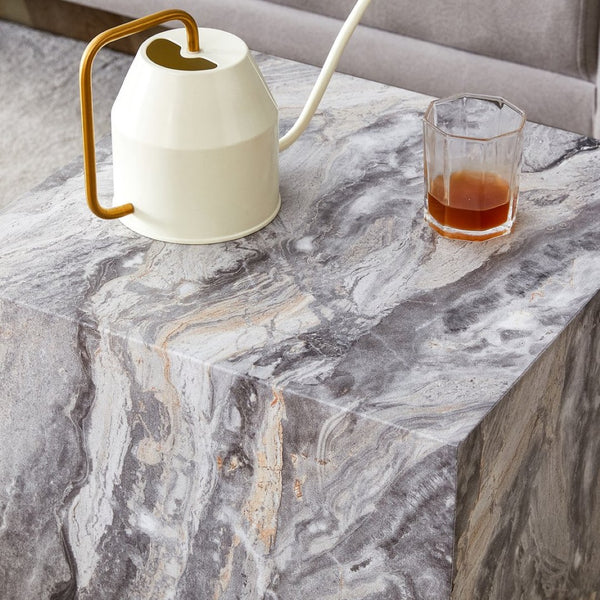 English Elm Elevate Any Room with a Gray Textured Mdf Cube Coffee Table for Modern Living W1512P503017