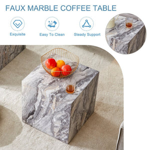 English Elm Elevate Any Room with a Gray Textured Mdf Cube Coffee Table for Modern Living W1512P503017