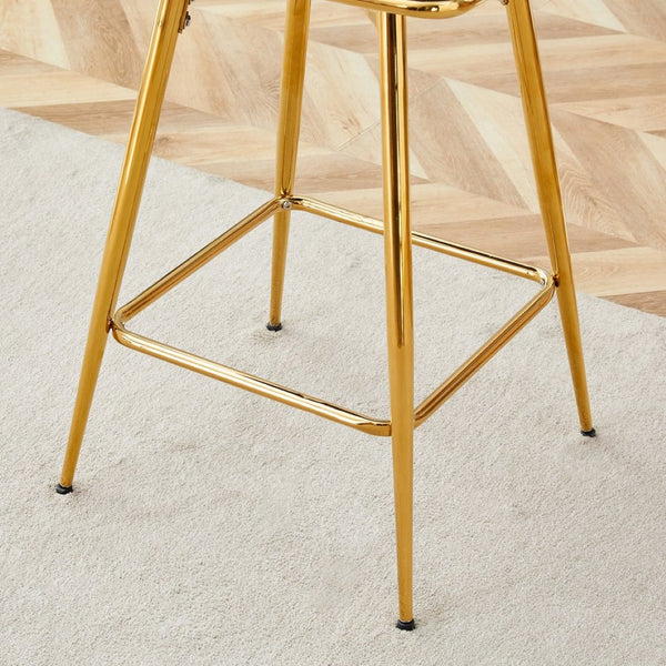 English Elm Two-piece Swivel Barstools Cotton Linen Upholstery Gold Legs Counter Height Dining W1512P503052