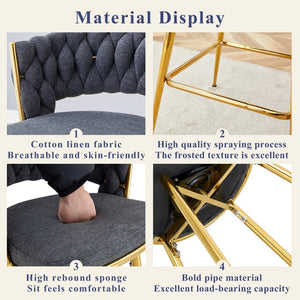 English Elm Two-piece Swivel Barstools Cotton Linen Upholstery Gold Legs Counter Height Dining W1512P503052